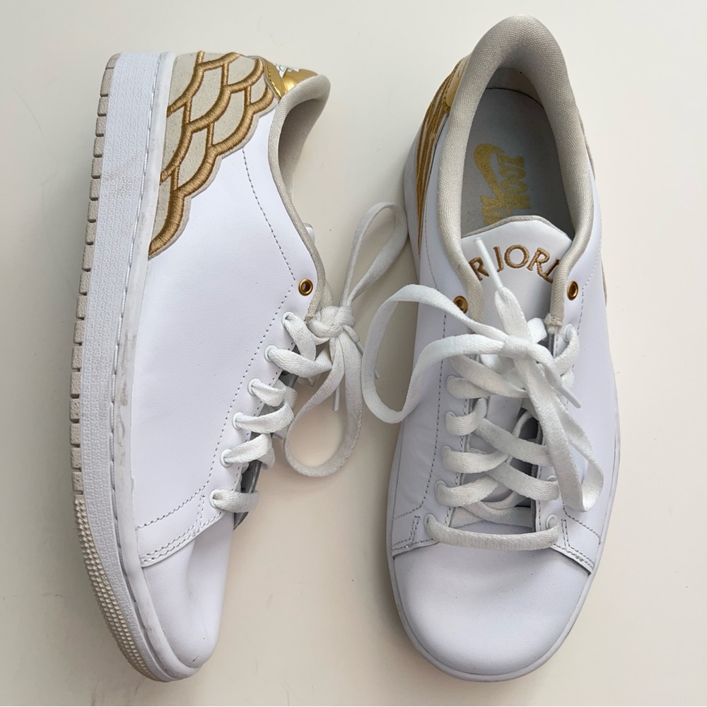 Nike Air Jordan 1 Low Centre Court White Gold Sneakers, Men’s Size 7